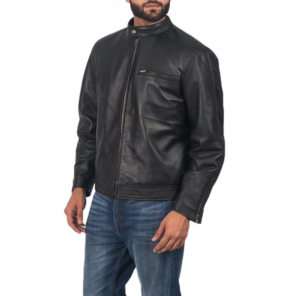 Solemn Black Leather Biker Jacket