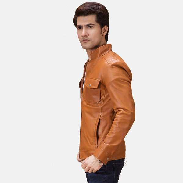 Voltex Tan Leather Biker Jacket