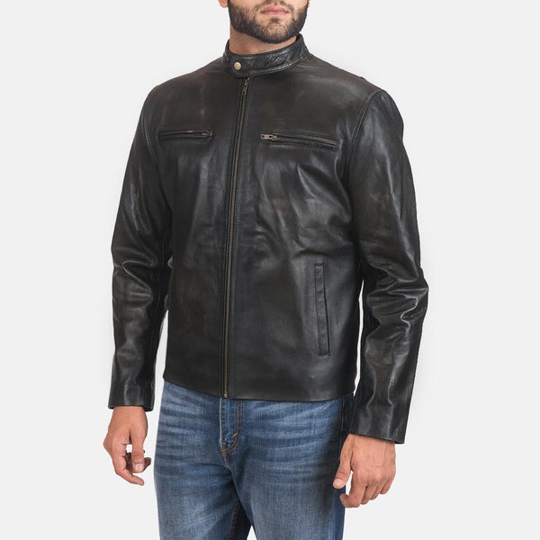 Onyx Black Leather Biker Jacket