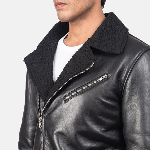 Alberto Shearling Black Leather Jacket